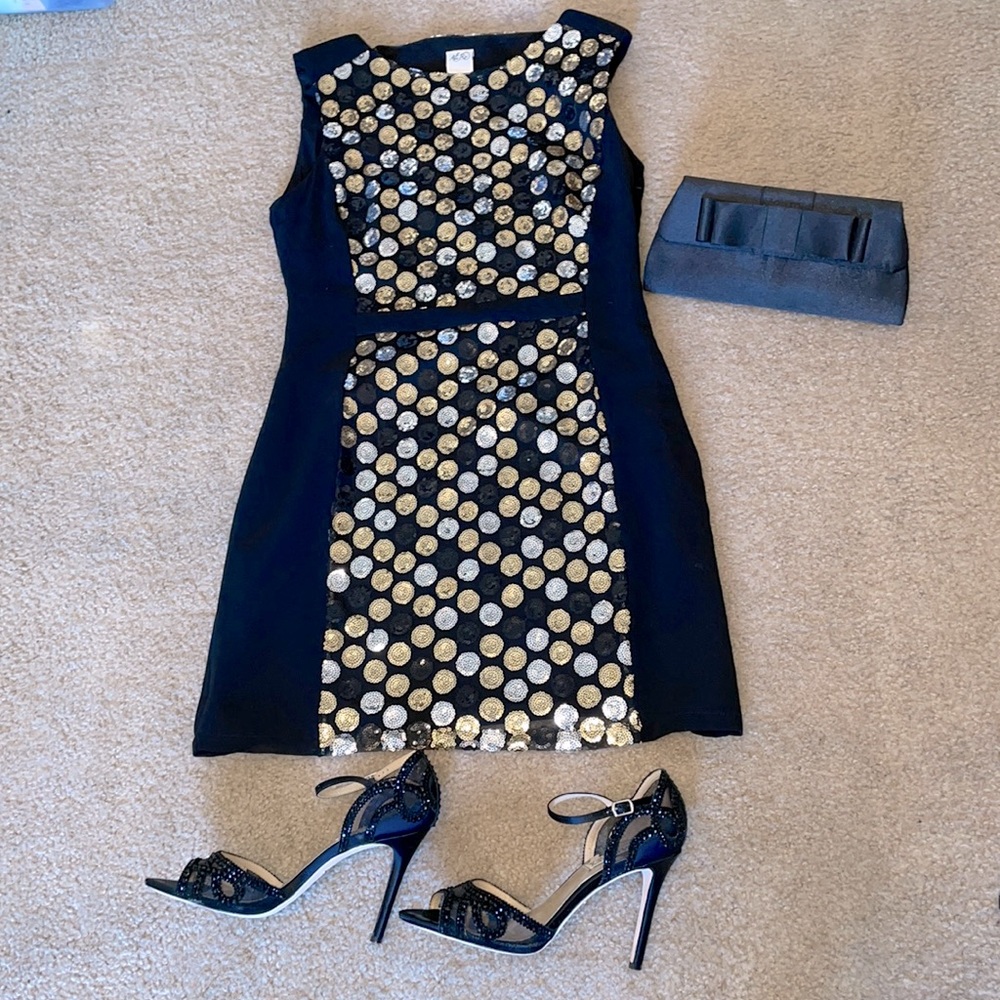 Sequence dress, little black dress, size 6